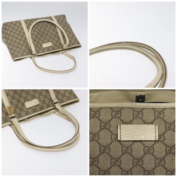 GUCCI GG Supreme Hand Bag PVC Beige Gold 116 02 080 Auth BA2772 - Picture 16 of 16